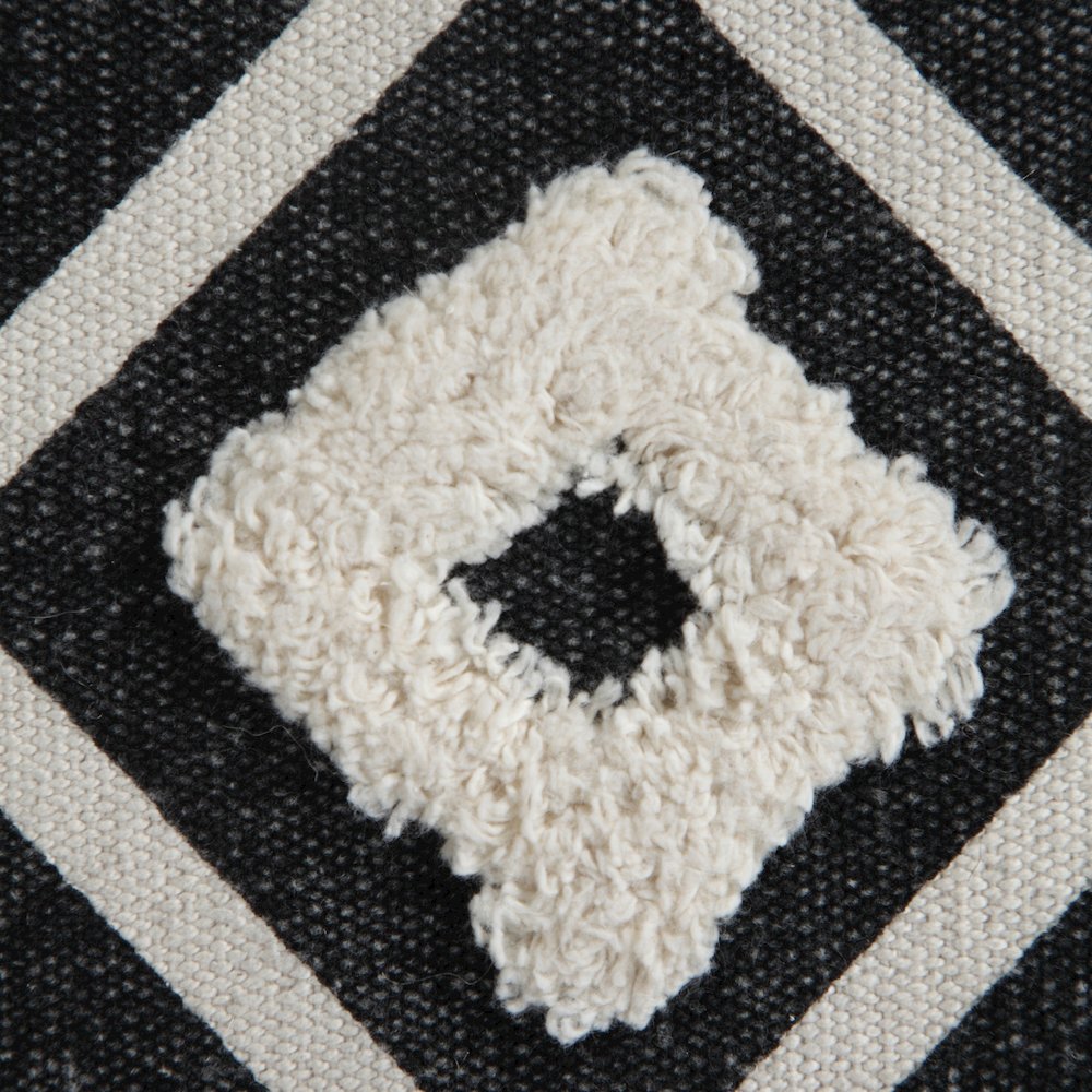 Avant-garde Cotton Indoor Pouf in Black/White, 18" x 18" x 14". Picture 8