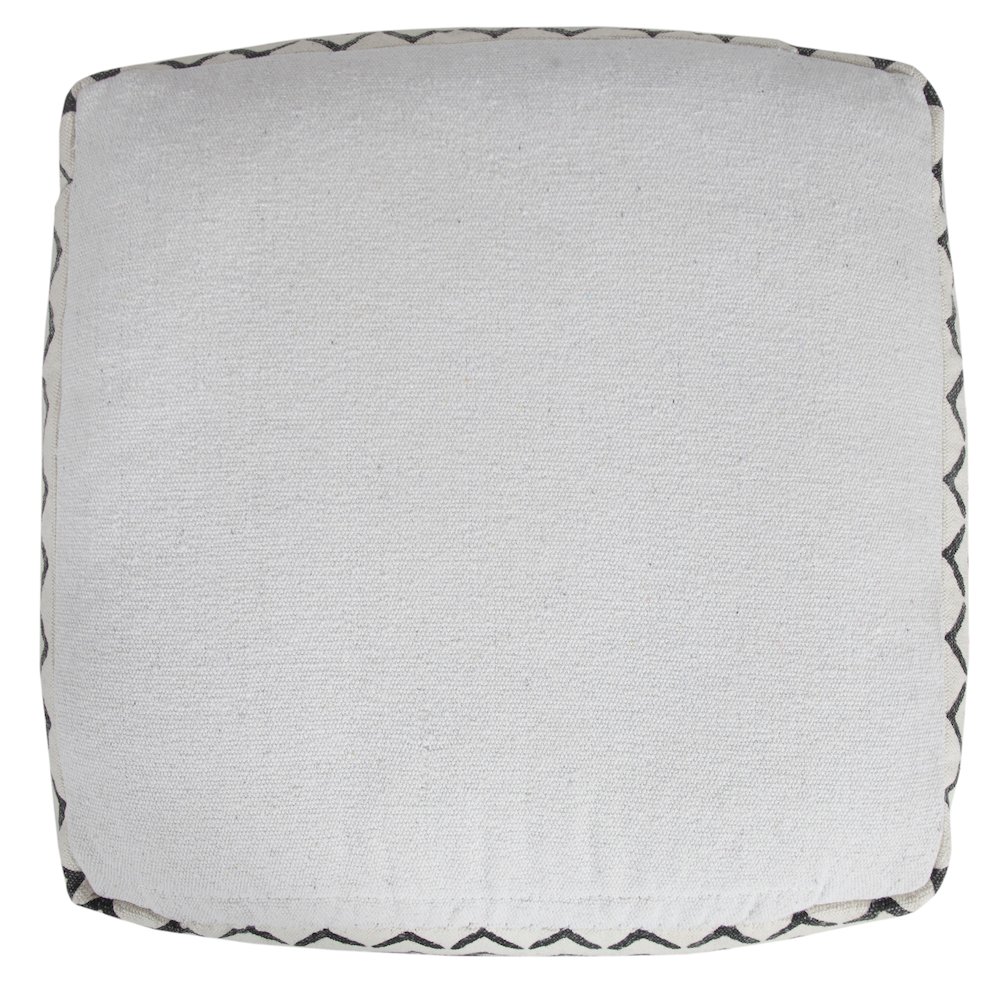 Avant-garde Cotton Indoor Pouf in White/Black, 18" x 18" x 14". Picture 7
