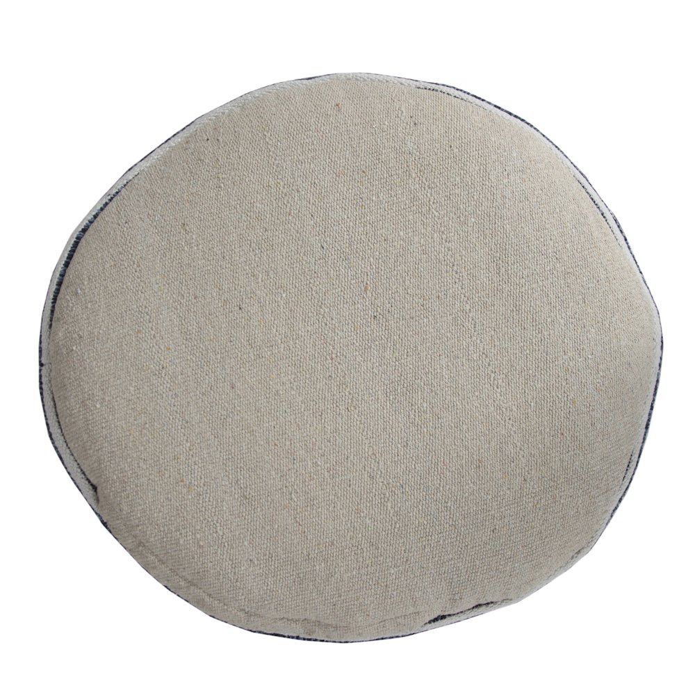Quincy Cotton Indoor Pouf in Blue/White, 18" x 18" x 14". Picture 6