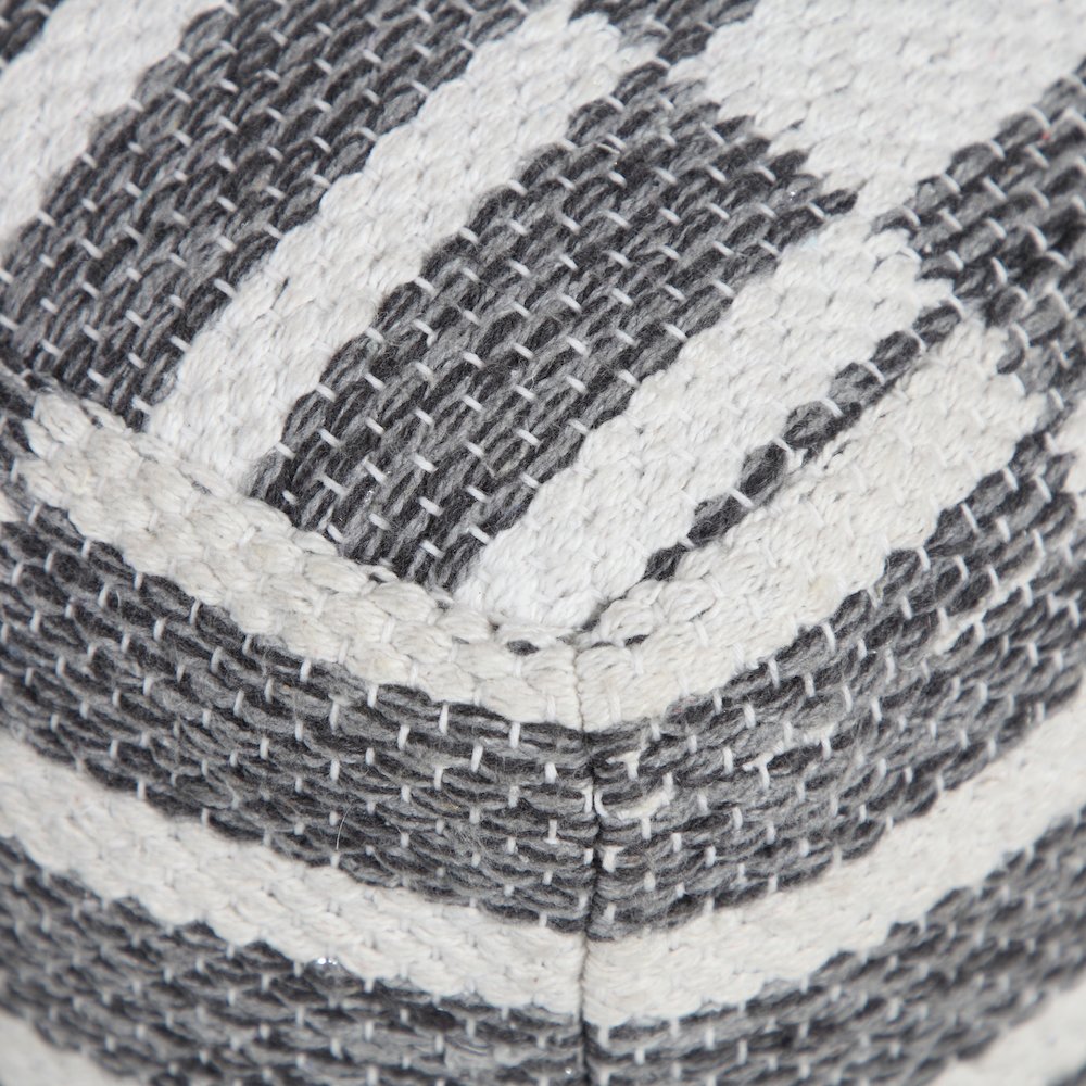 Quincy Cotton Indoor Pouf in Gray/White, 18" x 18" x 14". Picture 7