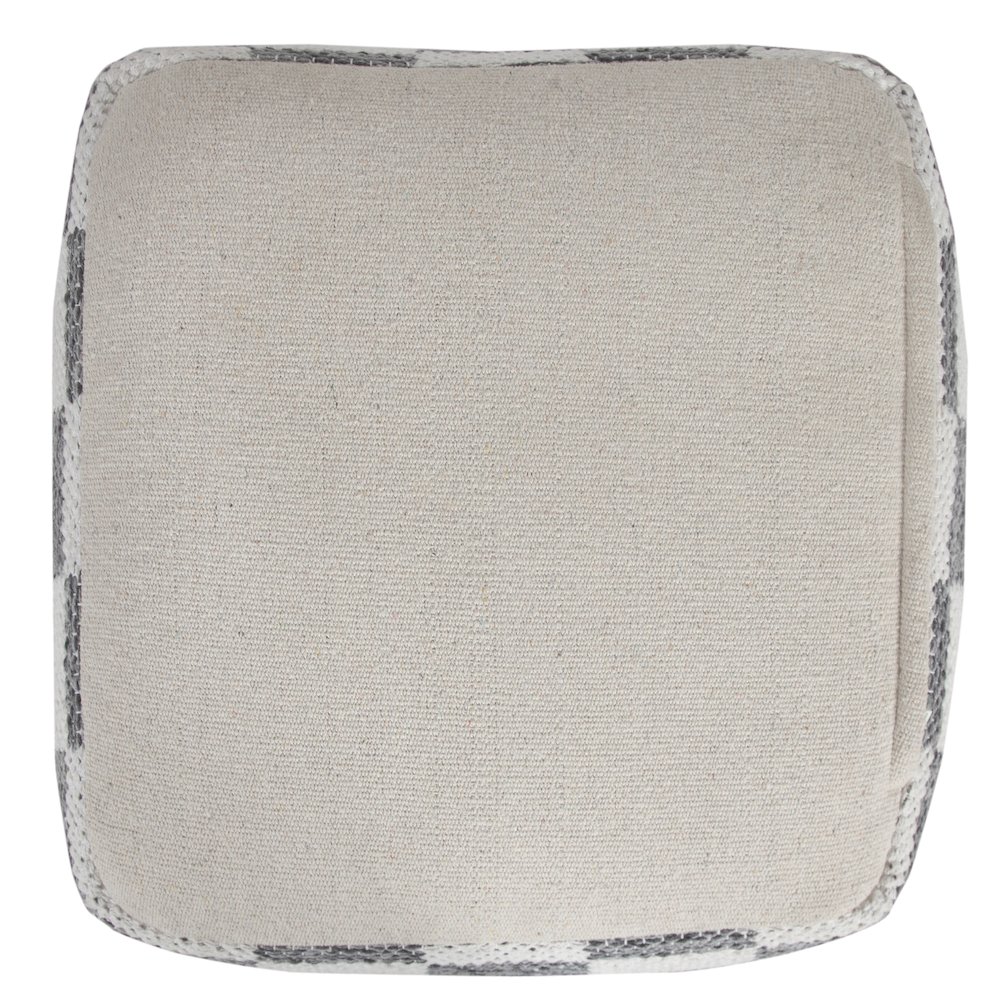 Quincy Cotton Indoor Pouf in Gray/White, 18" x 18" x 14". Picture 8