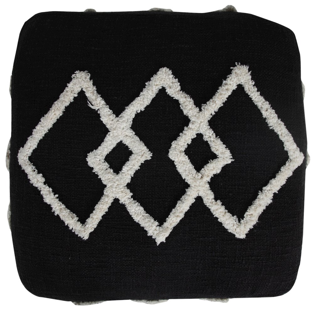 Avant-garde Cotton Indoor Pouf in Black/White, 18" x 18" x 14". Picture 3