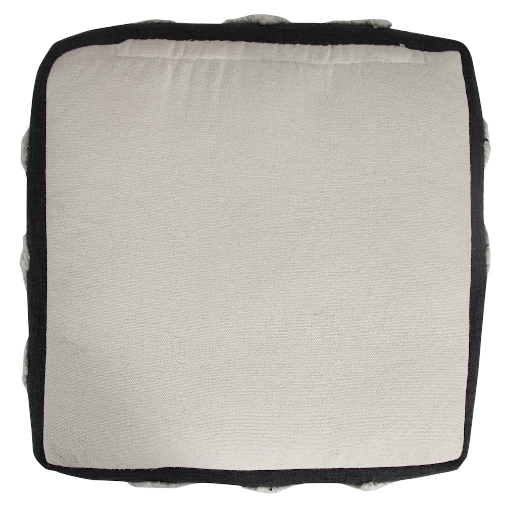 Avant-garde Cotton Indoor Pouf in Black/White, 18" x 18" x 14". Picture 7