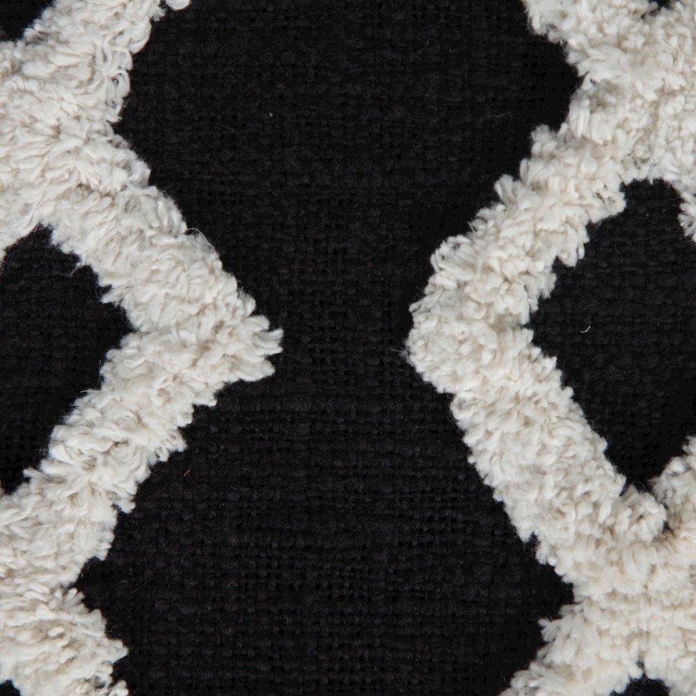 Avant-garde Cotton Indoor Pouf in Black/White, 18" x 18" x 14". Picture 8