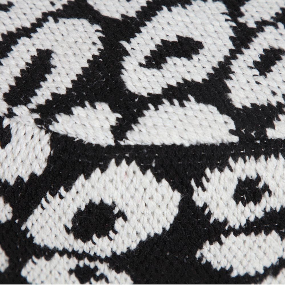 Quincy Cotton Blend Indoor Pouf in Black/White, 18" x 18" x 14". Picture 2