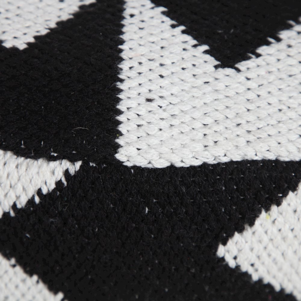 Quincy Cotton Blend Indoor Pouf in Black/White, 18" x 18" x 14". Picture 2