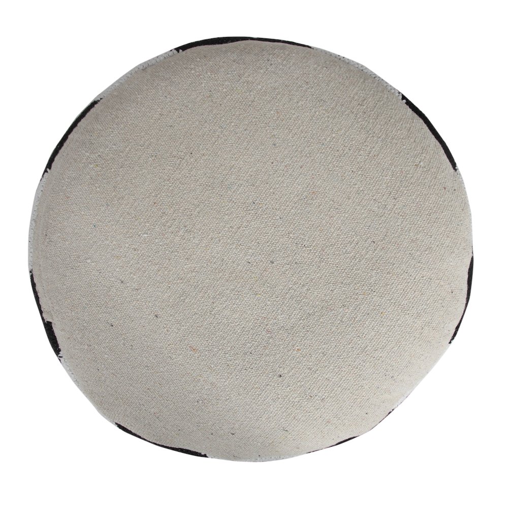 Quincy Cotton Blend Indoor Pouf in Black/White, 18" x 18" x 14". Picture 6