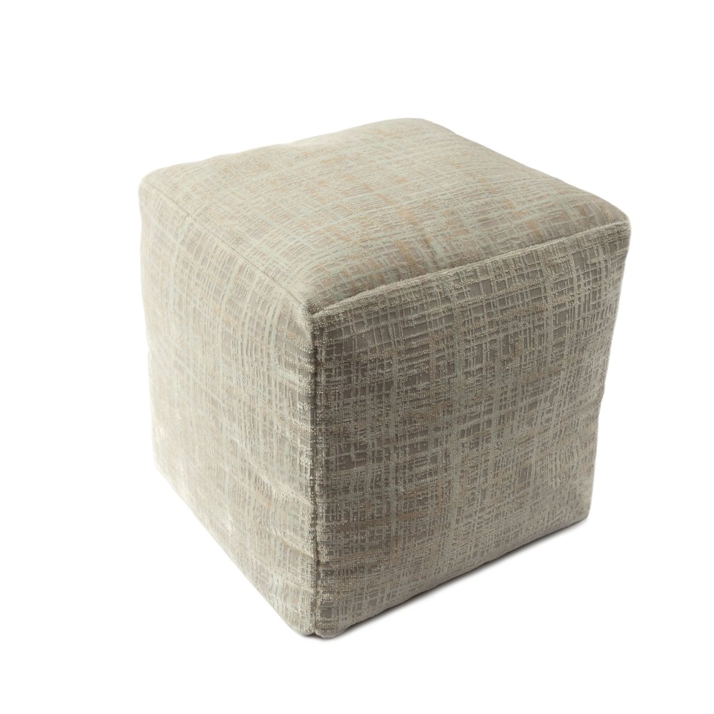 Milano Performance Blend Indoor Pouf in Beige/Cream, 18" x 18" x 18". Picture 3