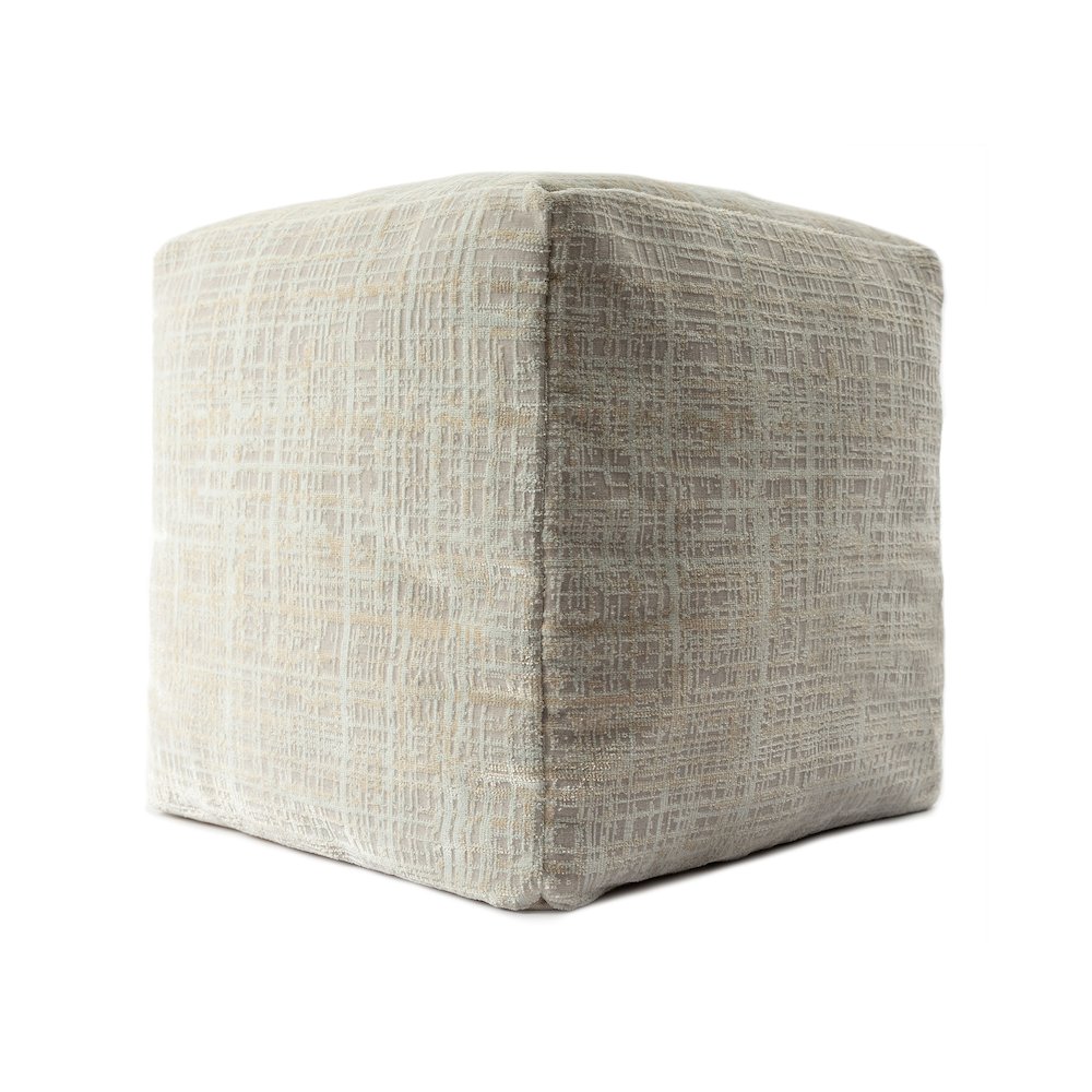 Milano Performance Blend Indoor Pouf in Beige/Cream, 18" x 18" x 18". Picture 5