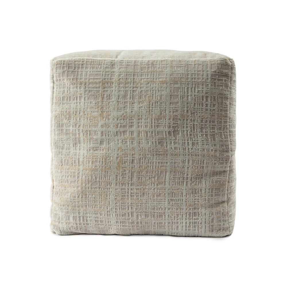 Milano Performance Blend Indoor Pouf in Beige/Cream, 18" x 18" x 18". Picture 1