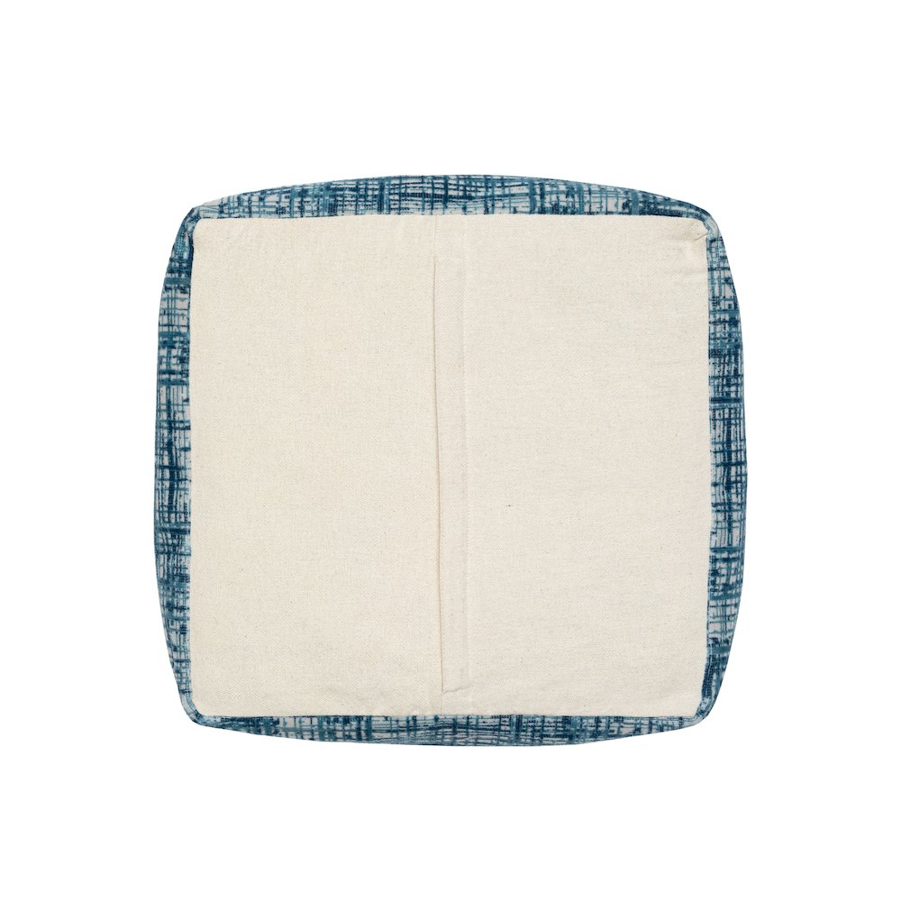 Milano Performance Blend Indoor Pouf in Blue/Ivory, 18" x 18" x 18". Picture 6