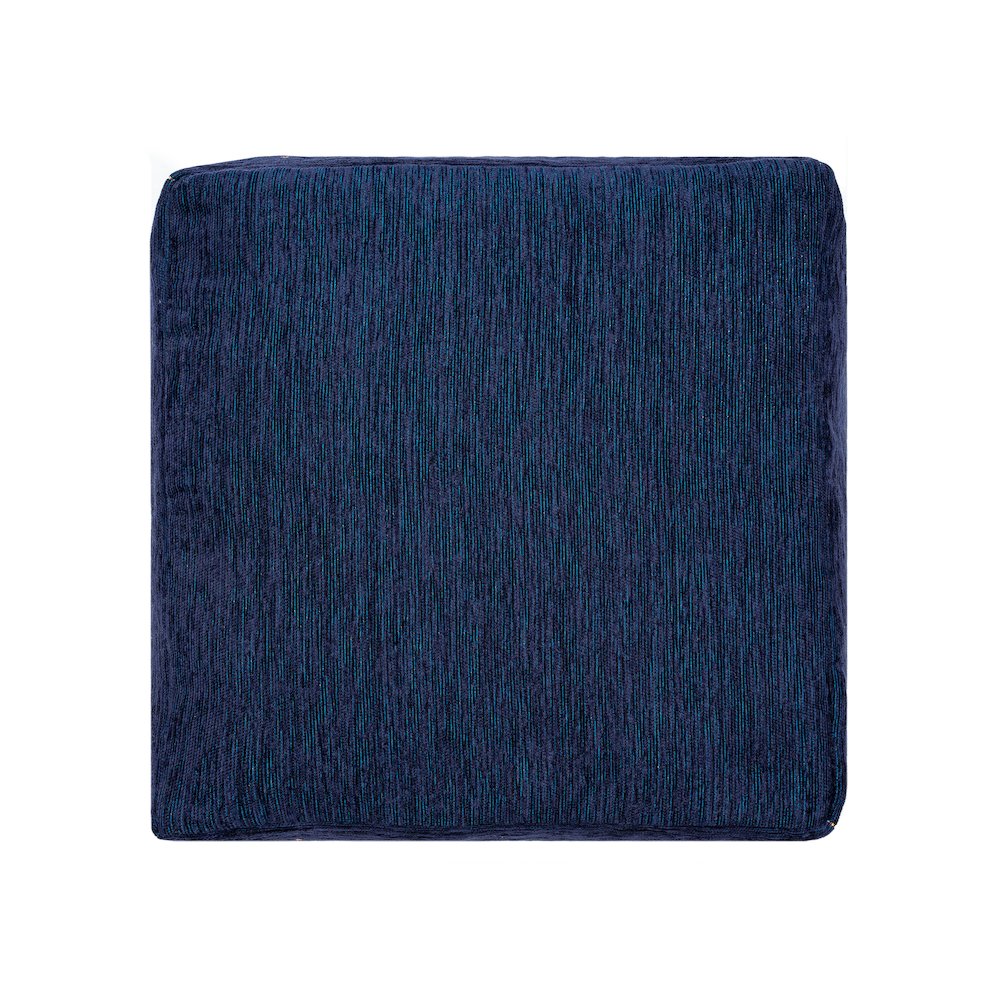 Milano Performance Blend Indoor Pouf in Blue/Yellow, 18" x 18" x 18". Picture 4