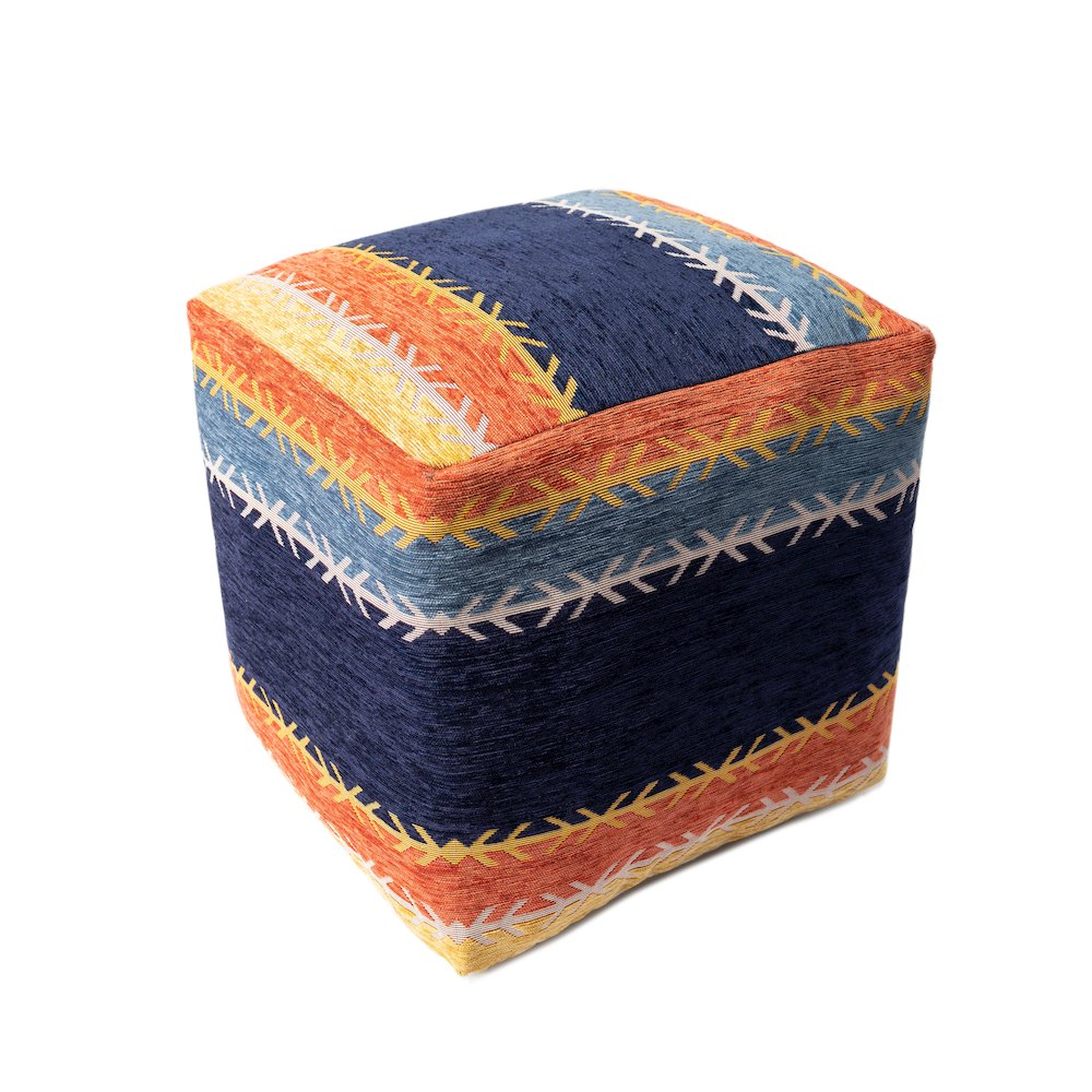 Milano Performance Blend Indoor Pouf in Multicolored, 18" x 18" x 18". Picture 3