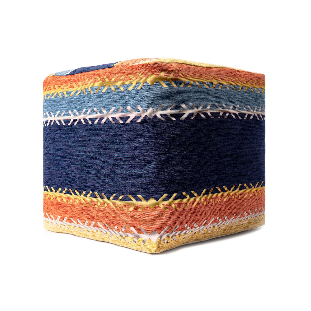 Milano Performance Blend Indoor Pouf in Multicolored, 18" x 18" x 18". Picture 5