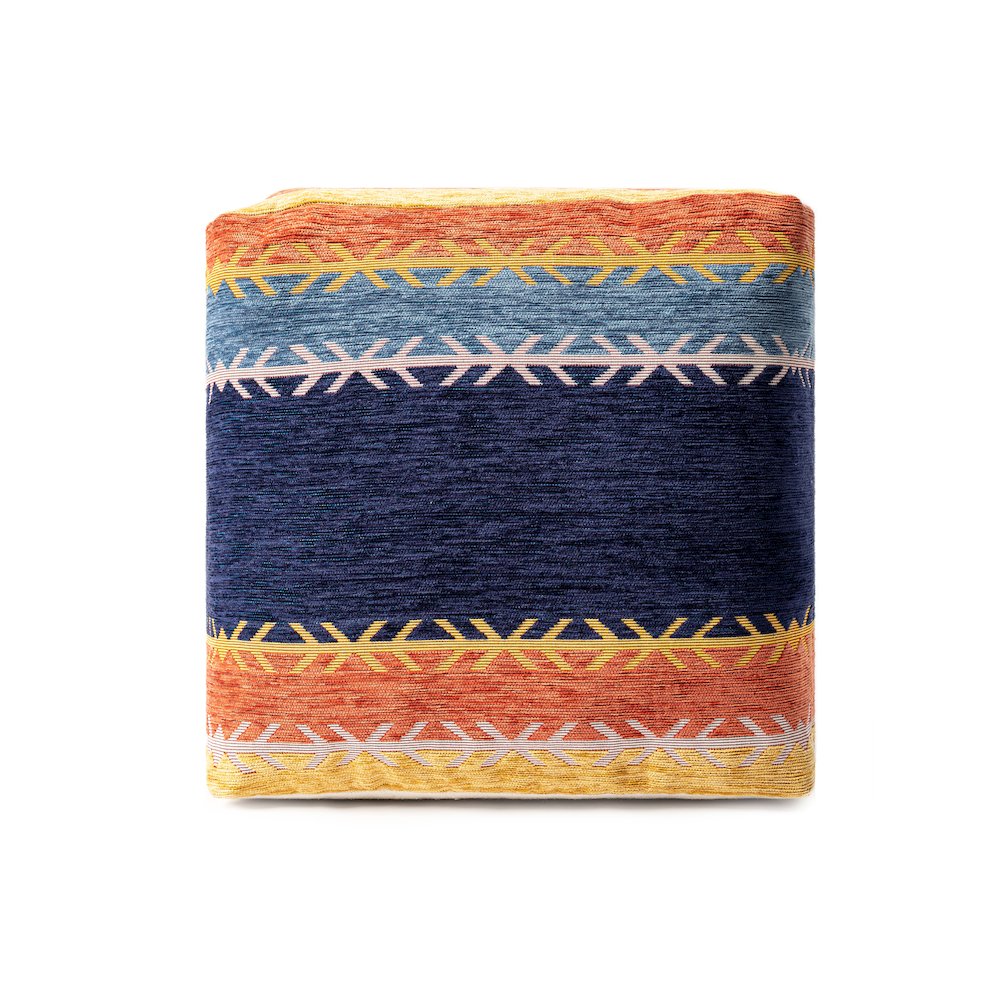 Milano Performance Blend Indoor Pouf in Multicolored, 18" x 18" x 18". Picture 1