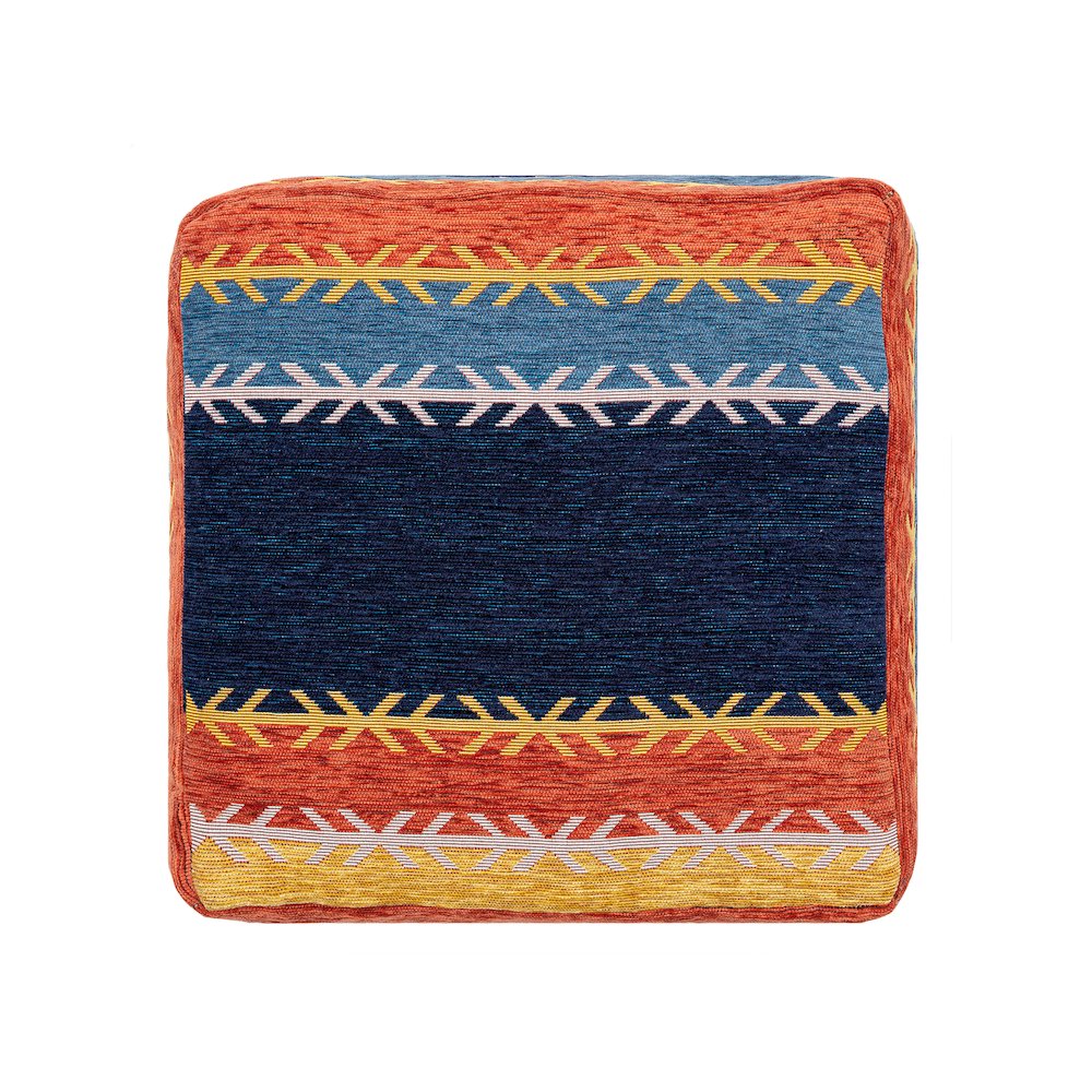 Milano Performance Blend Indoor Pouf in Multicolored, 18" x 18" x 18". Picture 4