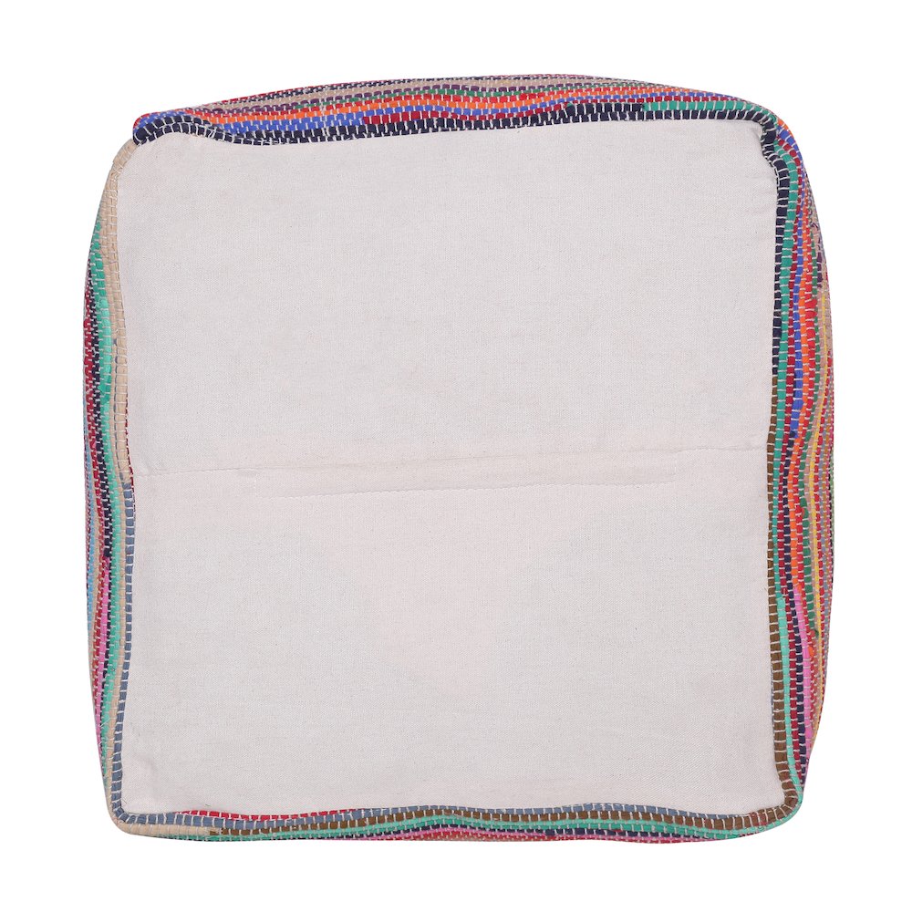 Andros Cotton Indoor Pouf in Multi, 18" x 18" x 18". Picture 6