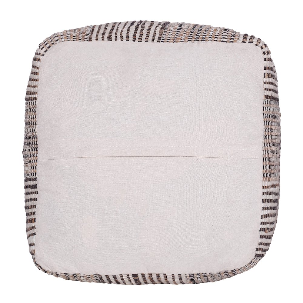 Andros Cotton and Jute Indoor Pouf in Brown/Cream, 18" x 18" x 18". Picture 6