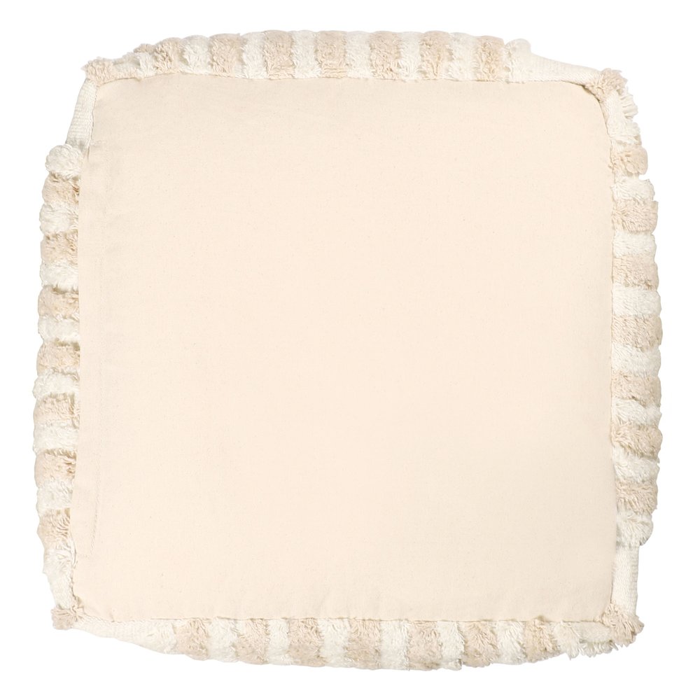Stacy Garcia Cotton Indoor Pouf in Beige/Cream, 18" x 18" x 18". Picture 6