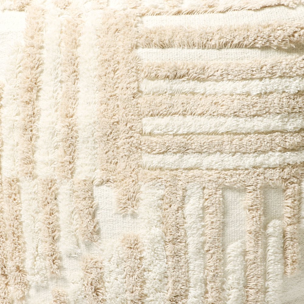 Stacy Garcia Cotton Indoor Pouf in Beige/Cream, 18" x 18" x 18". Picture 7