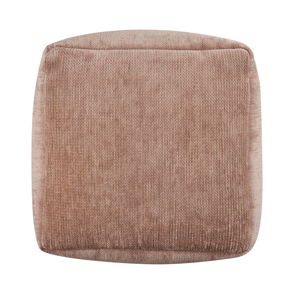 Yakar Chenille Indoor Pouf in Beige, 18" x 18" x 18". Picture 4