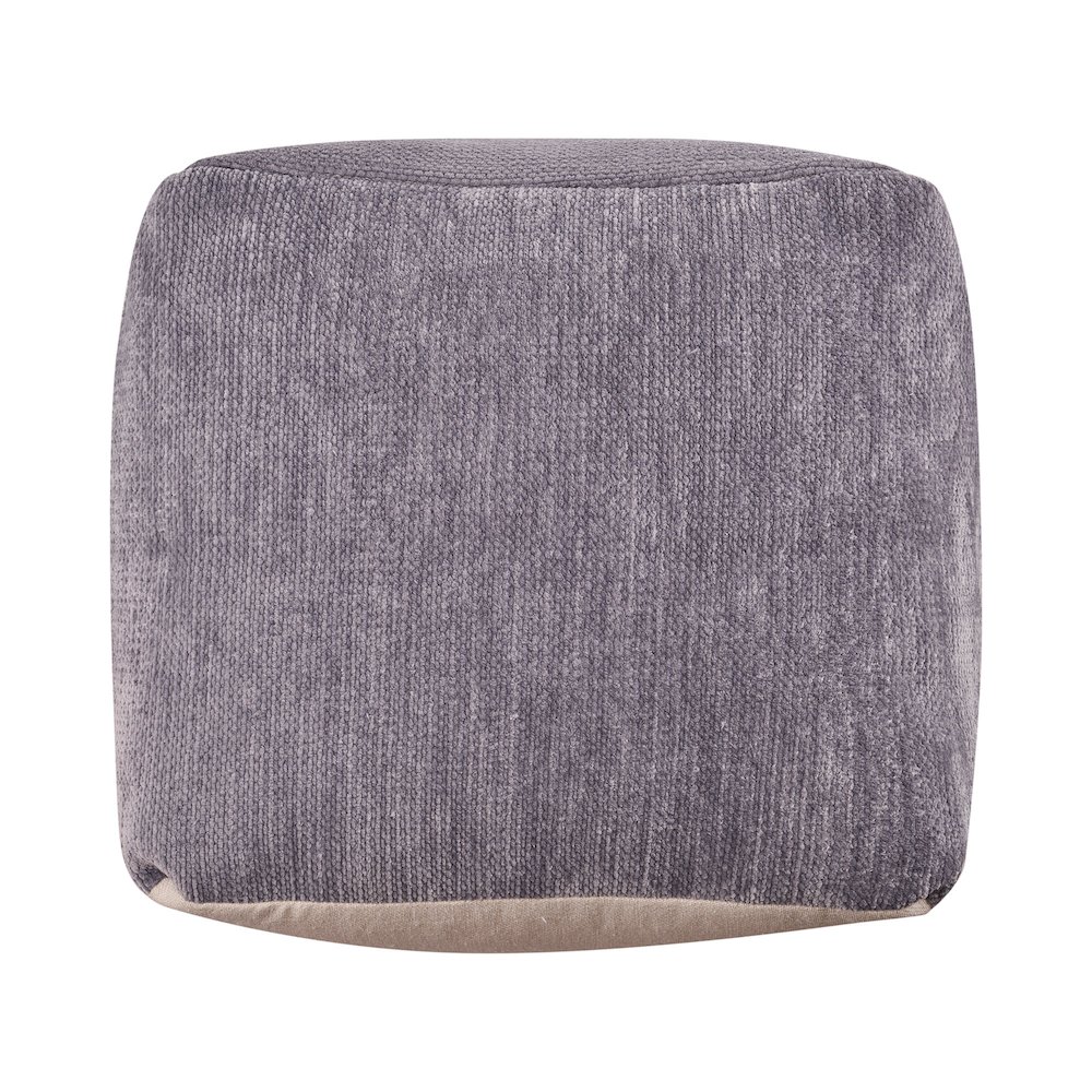 Yakar Chenille Indoor Pouf in Gray, 18" x 18" x 18". Picture 3