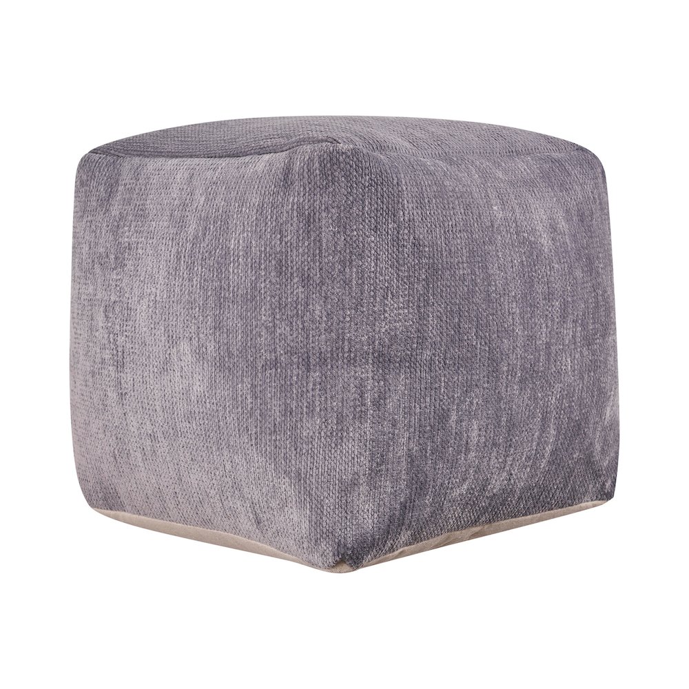 Yakar Chenille Indoor Pouf in Gray, 18" x 18" x 18". Picture 1