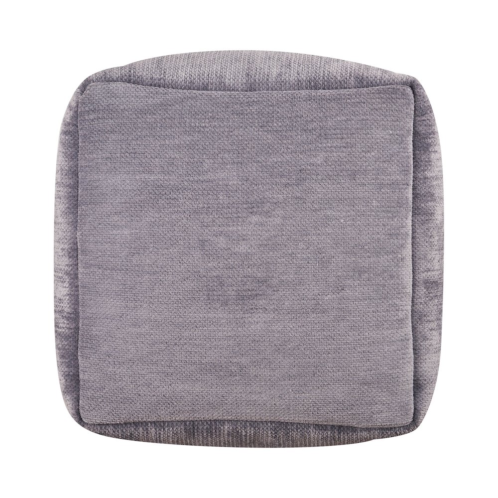 Yakar Chenille Indoor Pouf in Gray, 18" x 18" x 18". Picture 4