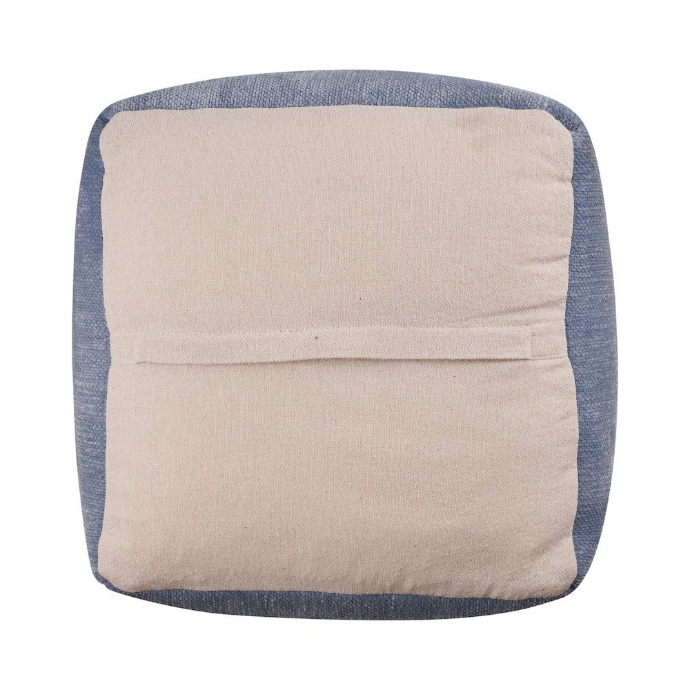 Yakar Chenille Indoor Pouf in Blue, 18" x 18" x 18". Picture 5