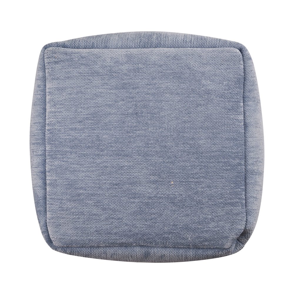 Yakar Chenille Indoor Pouf in Blue, 18" x 18" x 18". Picture 4