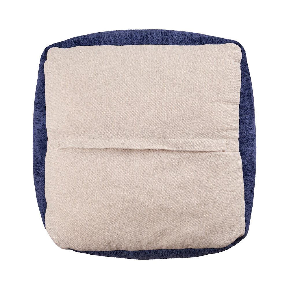 Yakar Chenille Indoor Pouf in Blue, 18" x 18" x 18". Picture 5