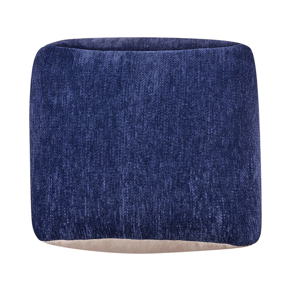 Yakar Chenille Indoor Pouf in Blue, 18" x 18" x 18". Picture 3