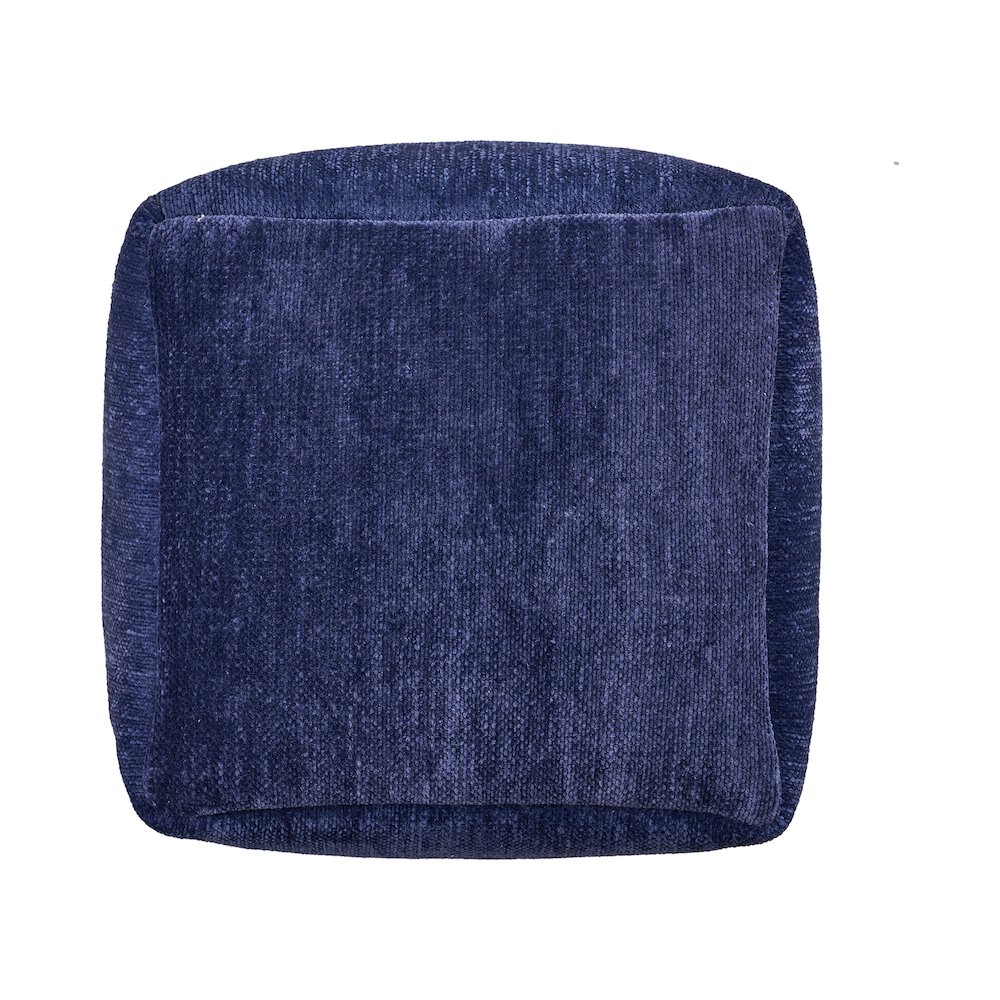 Yakar Chenille Indoor Pouf in Blue, 18" x 18" x 18". Picture 4
