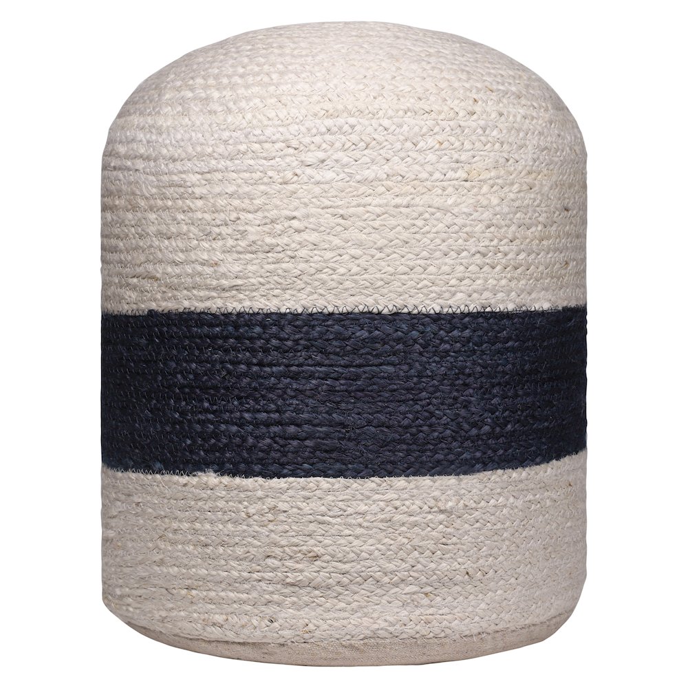 Jute Poufs Jute Blend Indoor Pouf in Brown/Blue,  18" x 18" x 18". Picture 1