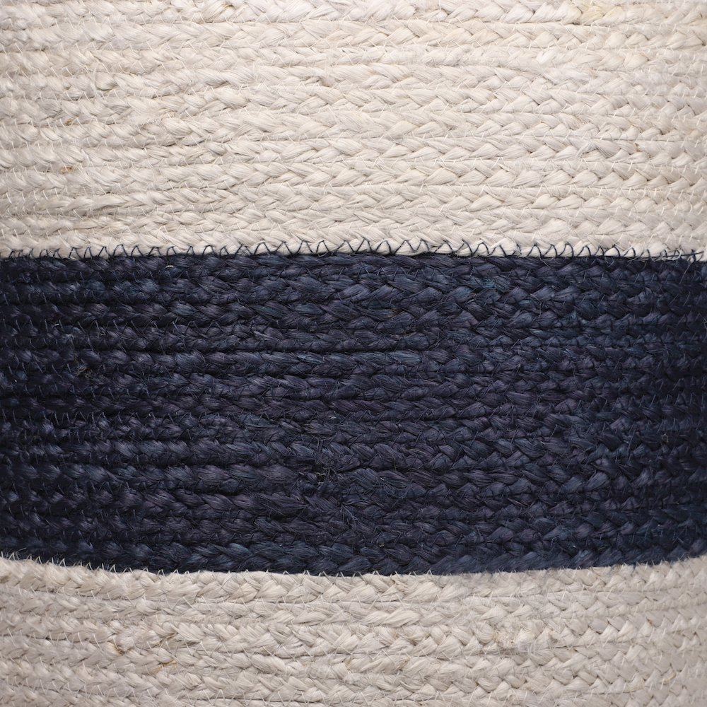 Jute Poufs Jute Blend Indoor Pouf in Brown/Blue,  18" x 18" x 18". Picture 6