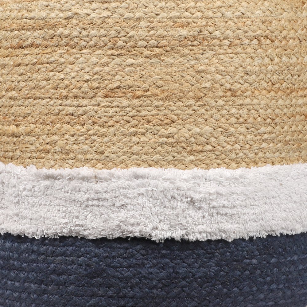 Jute Poufs Jute Blend Indoor Pouf in Brown/Blue,  18" x 18" x 18". Picture 6
