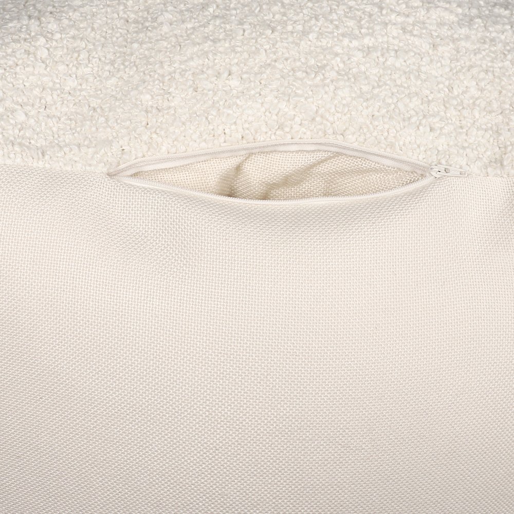 Boucle Performance Indoor Pouf in Ivory,  18" x 18" x 18". Picture 4
