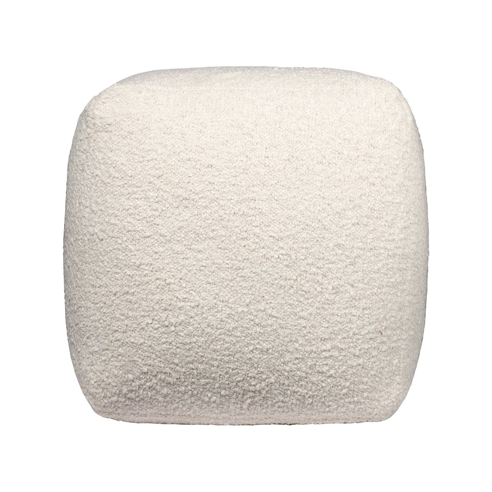 Boucle Performance Indoor Pouf in Ivory,  18" x 18" x 18". Picture 5