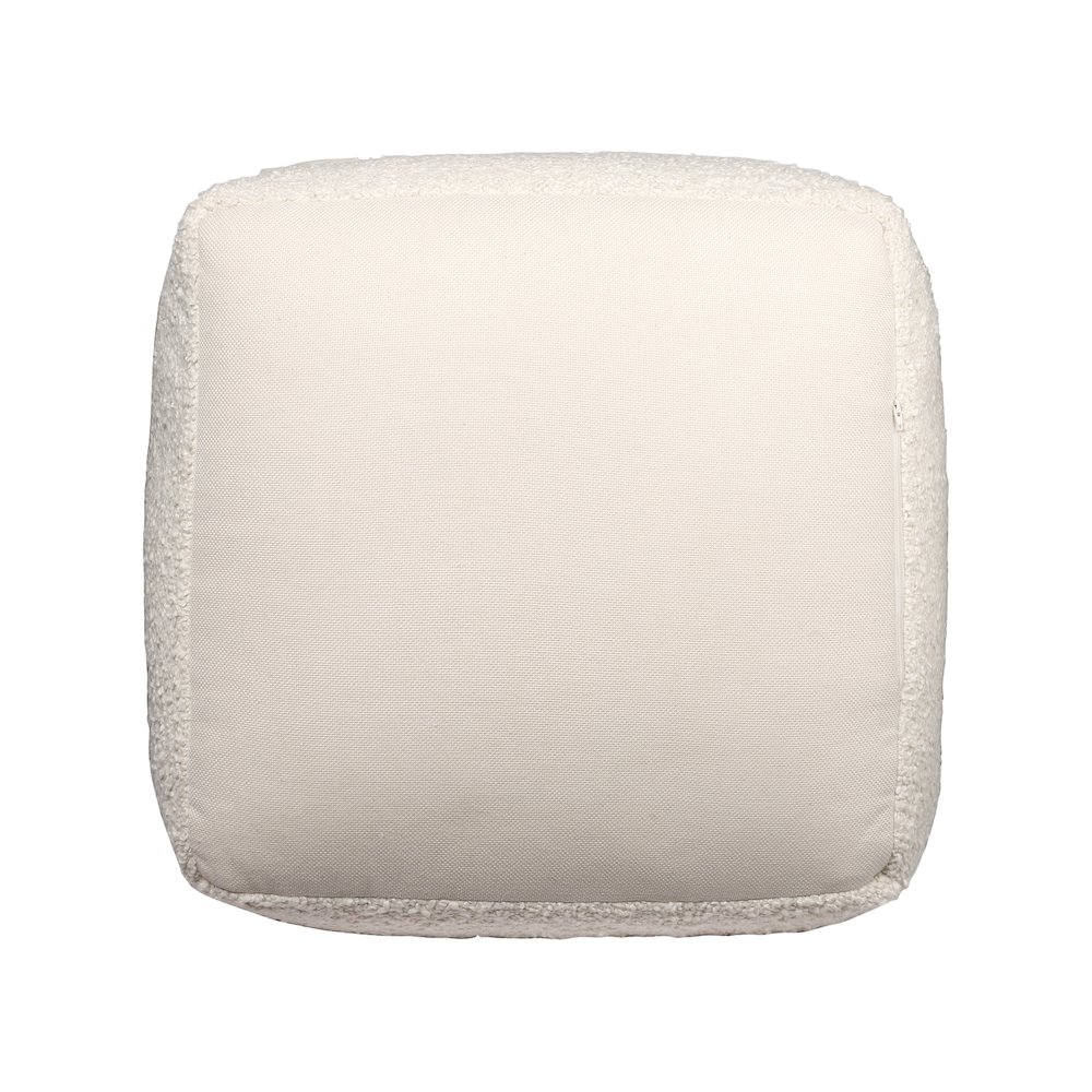 Boucle Performance Indoor Pouf in Ivory,  18" x 18" x 18". Picture 6
