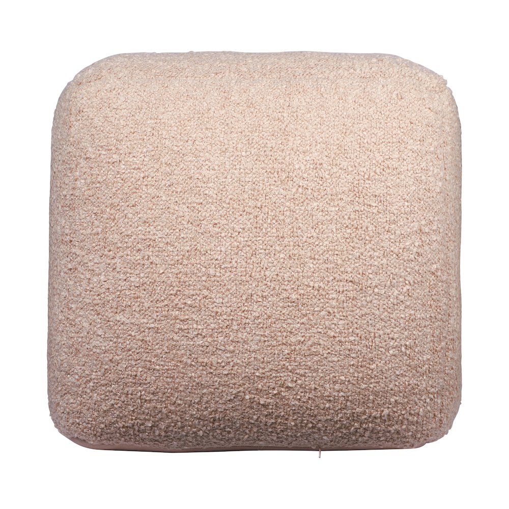 Boucle Performance Indoor Pouf in Taupe,  18" x 18" x 18". Picture 1