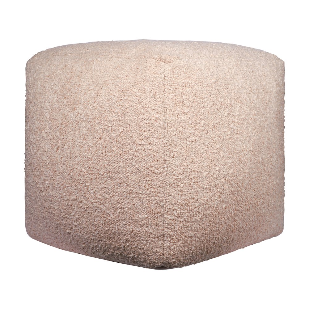 Boucle Performance Indoor Pouf in Taupe,  18" x 18" x 18". Picture 3