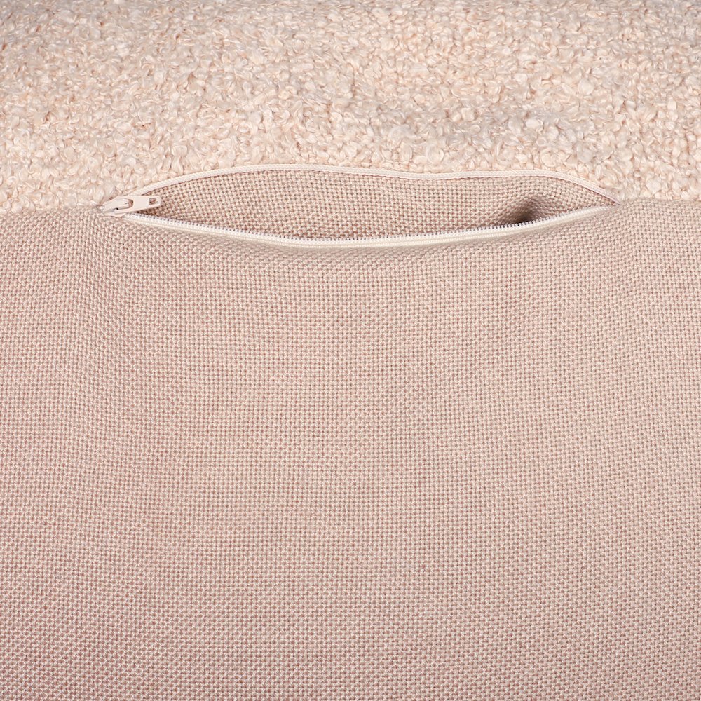 Boucle Performance Indoor Pouf in Taupe,  18" x 18" x 18". Picture 4