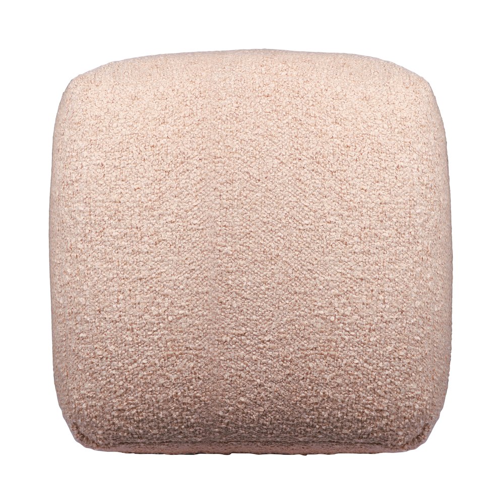 Boucle Performance Indoor Pouf in Taupe,  18" x 18" x 18". Picture 5