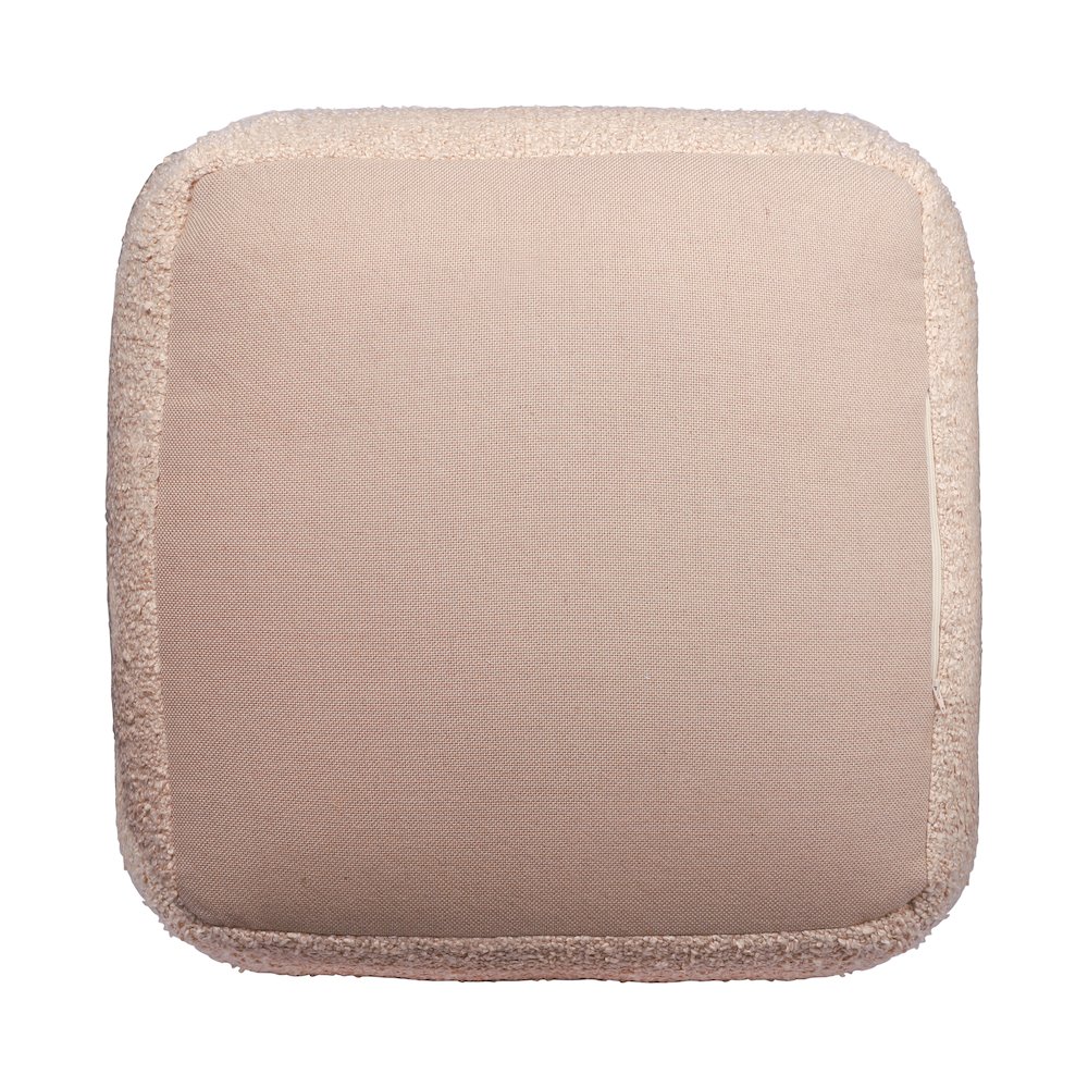 Boucle Performance Indoor Pouf in Taupe,  18" x 18" x 18". Picture 6