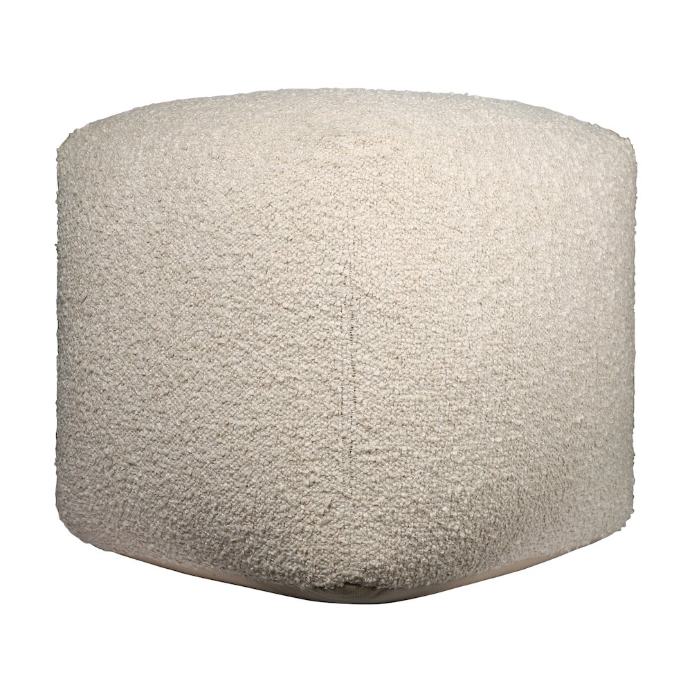 Boucle Performance Indoor Pouf in Beige,  18" x 18" x 18". Picture 3