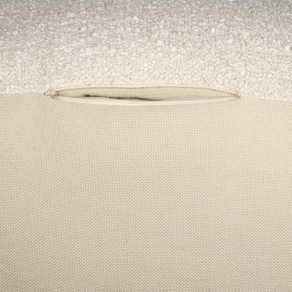 Boucle Performance Indoor Pouf in Beige,  18" x 18" x 18". Picture 4