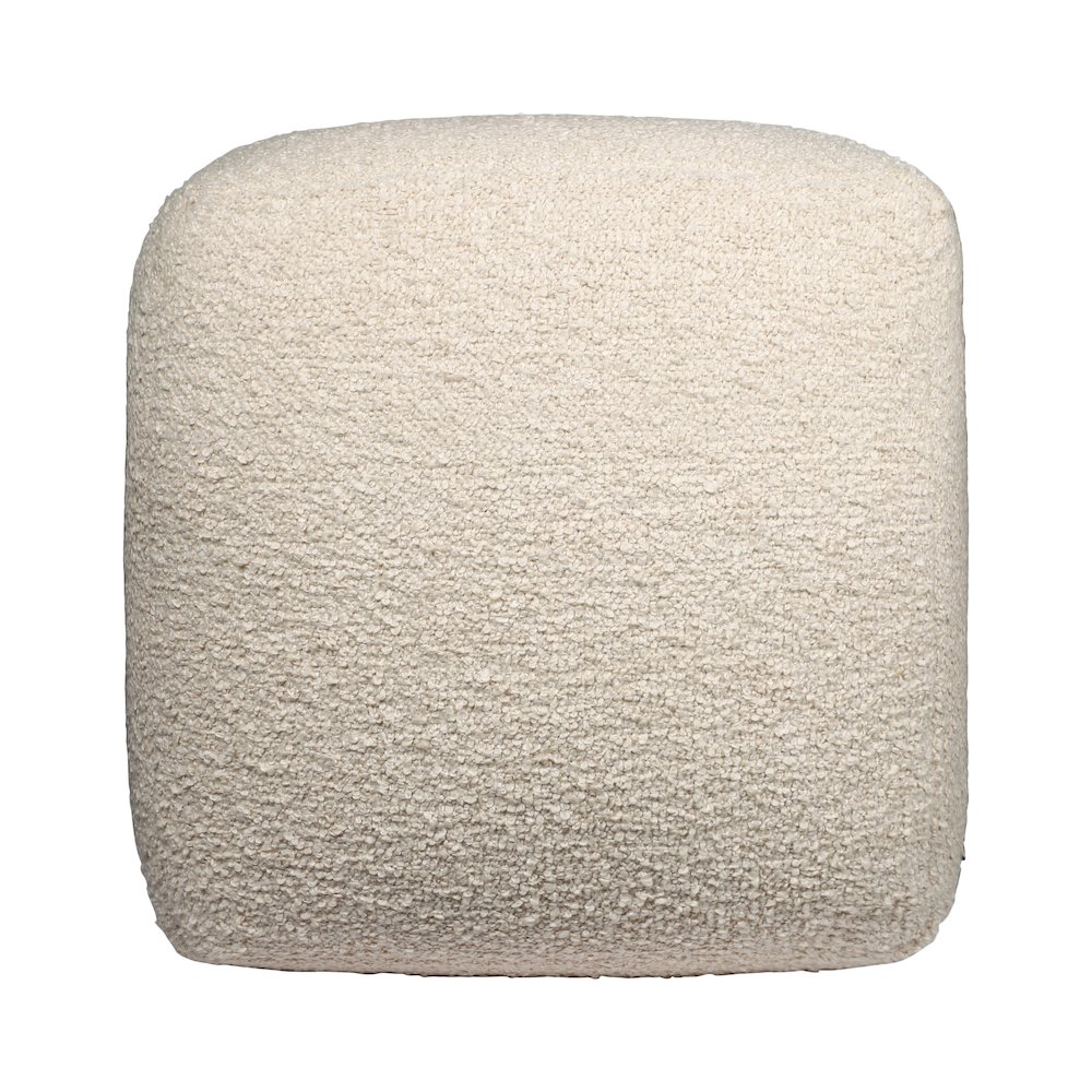 Boucle Performance Indoor Pouf in Beige,  18" x 18" x 18". Picture 5