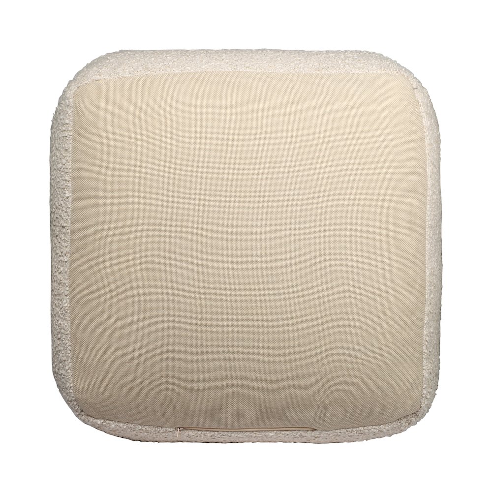 Boucle Performance Indoor Pouf in Beige,  18" x 18" x 18". Picture 6