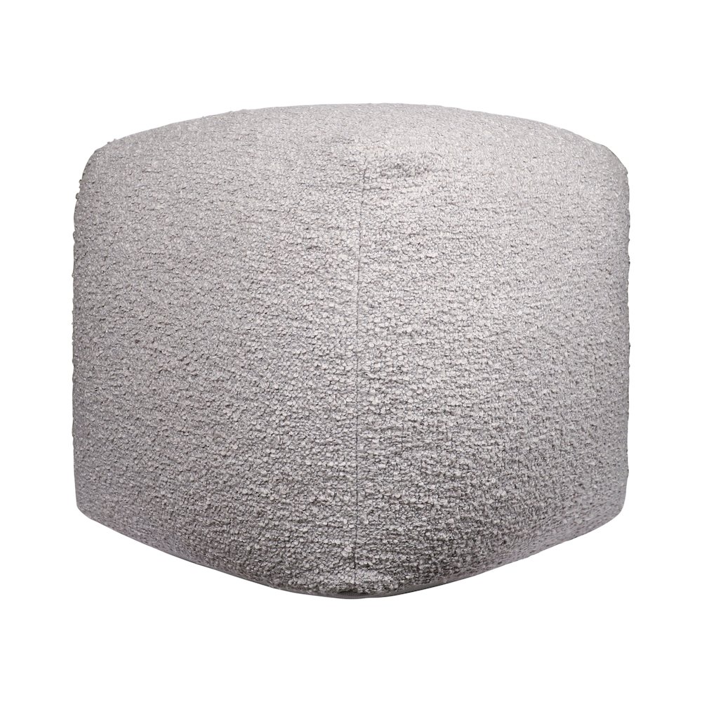Boucle Performance Indoor Pouf in Gray,  18" x 18" x 18". Picture 3