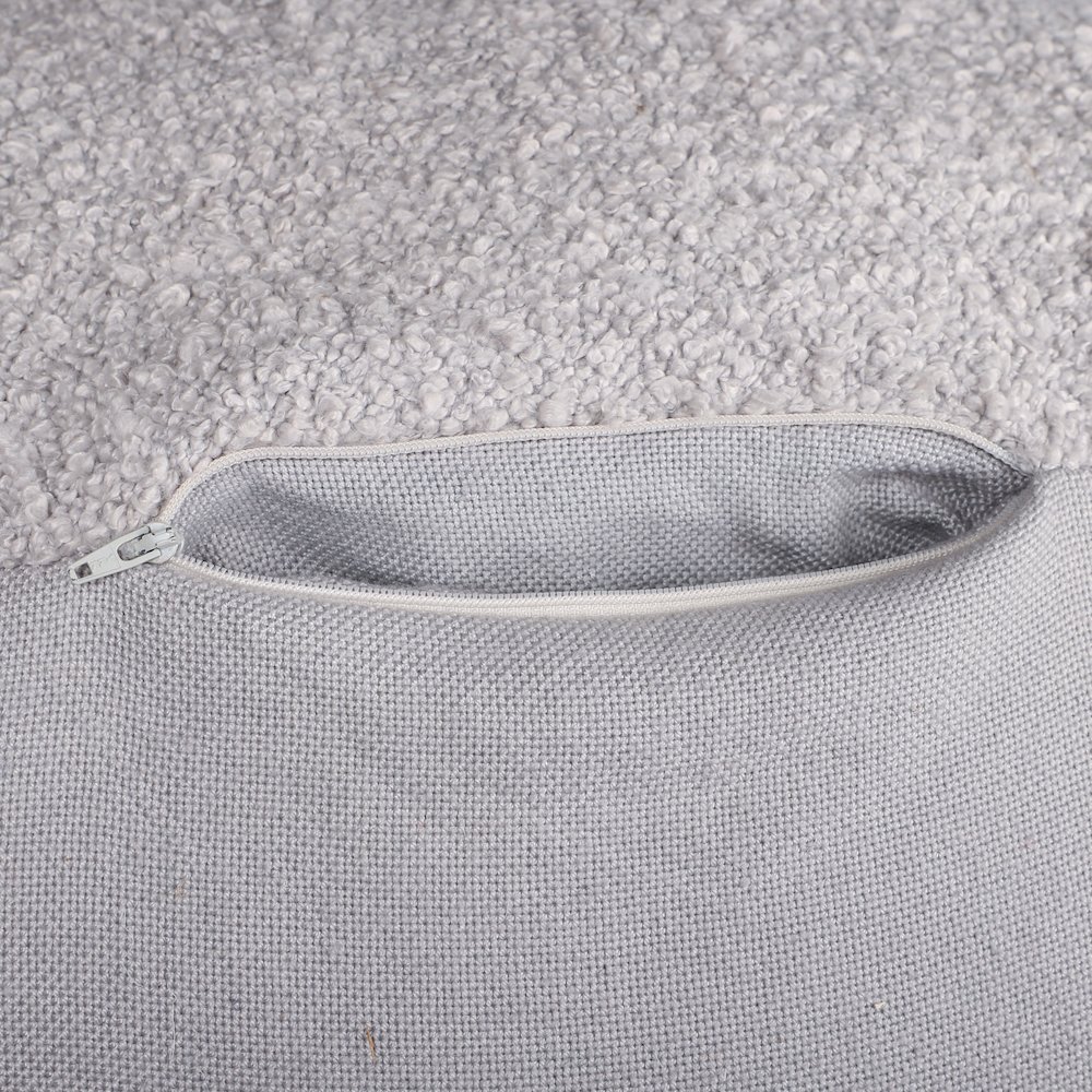 Boucle Performance Indoor Pouf in Gray,  18" x 18" x 18". Picture 4
